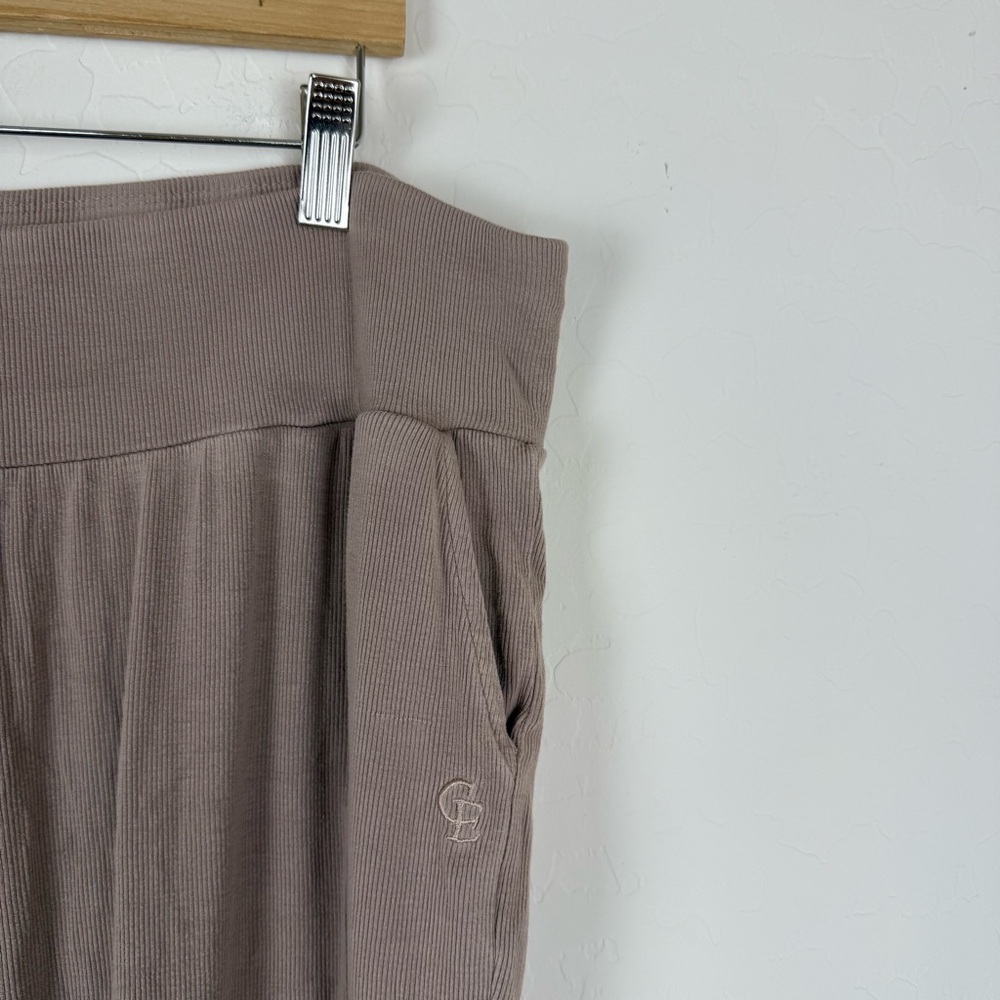 COZY EARTH Bamboo Rib Knit Jogger Pants Beige Suede - Picture 8 of 12
